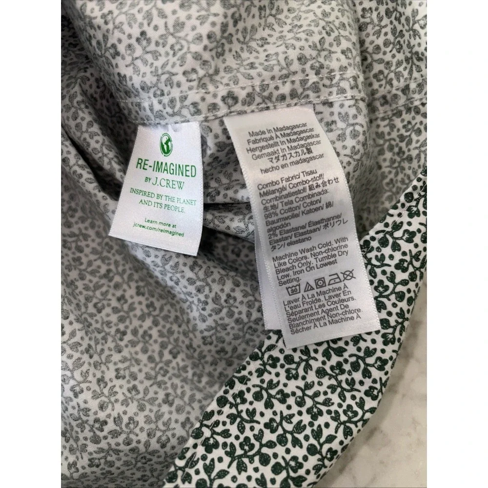 J Crew Slim Fit Flex Washed Green‎ Ivy White Button-Down Shirt Cotton Men's M